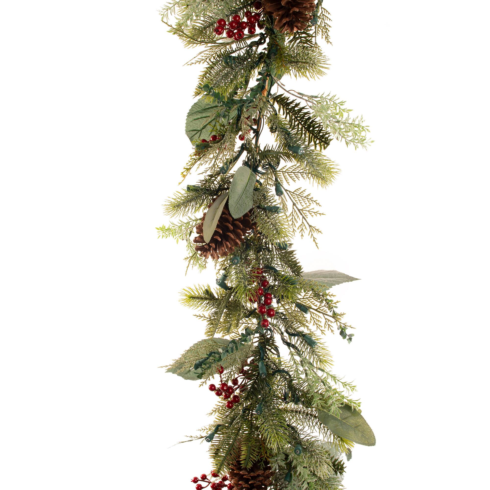 Village Lighting 9ft. Pre-Lit LED Winter Frost Christmas Garland
